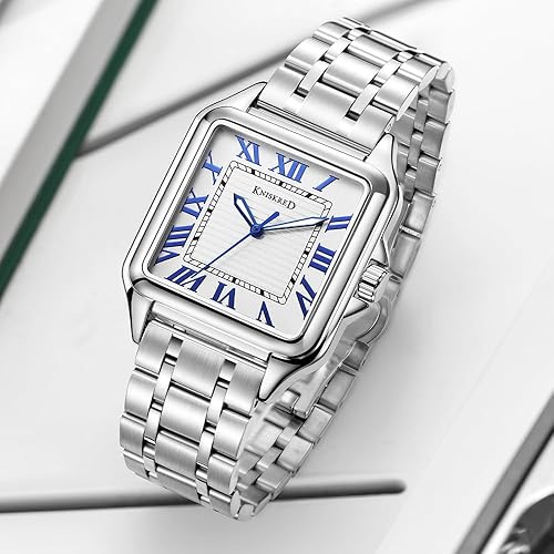 Miniatura 2 de Classic Square Watch for Men with Vintage Roman Numeral and Solid Stainless Steel Band