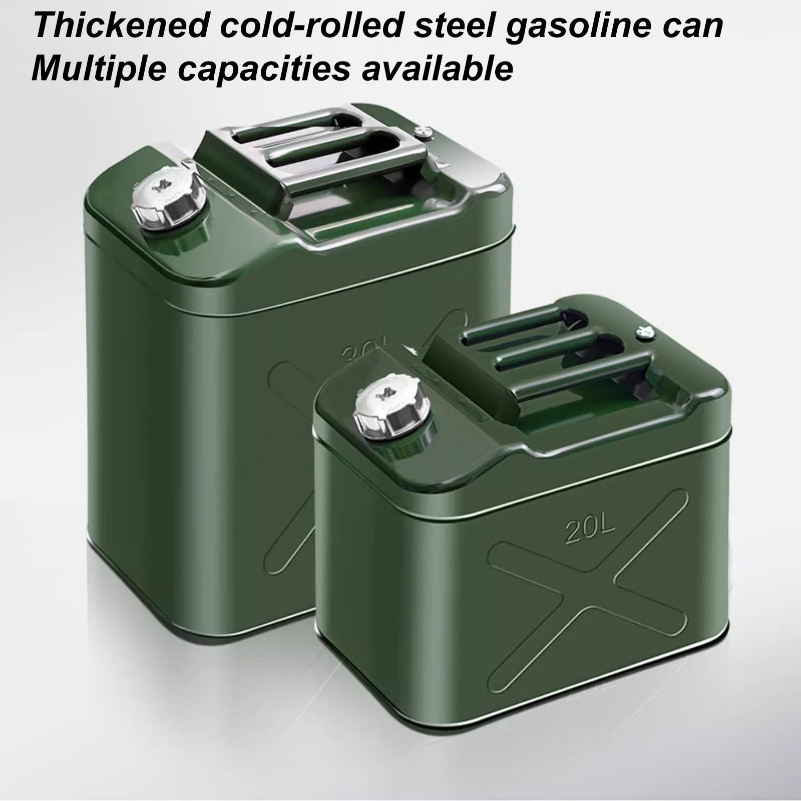 Bidón de Gasolina, Recipiente Metálico para Combustible, Equipado con Tubo de Drenaje de Aceite y Válvula de Liberación de Aire, Portátil, Ideal para Acampar en Coche y Como Reserva de Emergencia(25L)