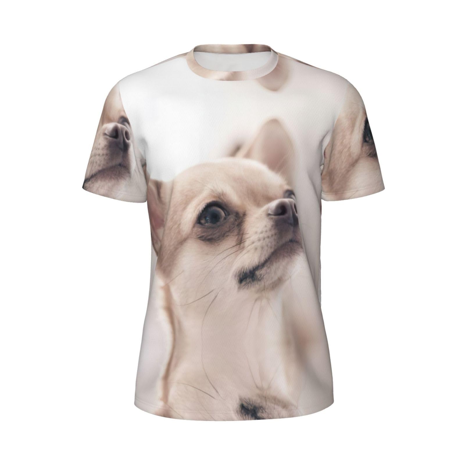 Edwal Men's Black Cute Chihuahua Print T Shirts Breathable Mesh Tops Moisture-Wicking Tops For Workout Running And Daily Wear
