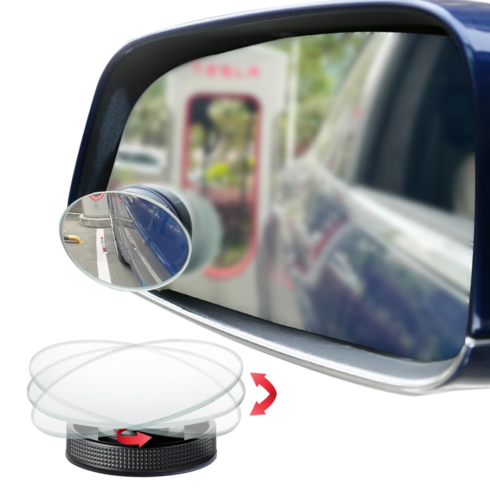 Suction Cup Blind Spot Mirror, Ampper HD Glass Frameless Removable Convex Wide Angle Rear View Mirror (Oval, Pack of 2)