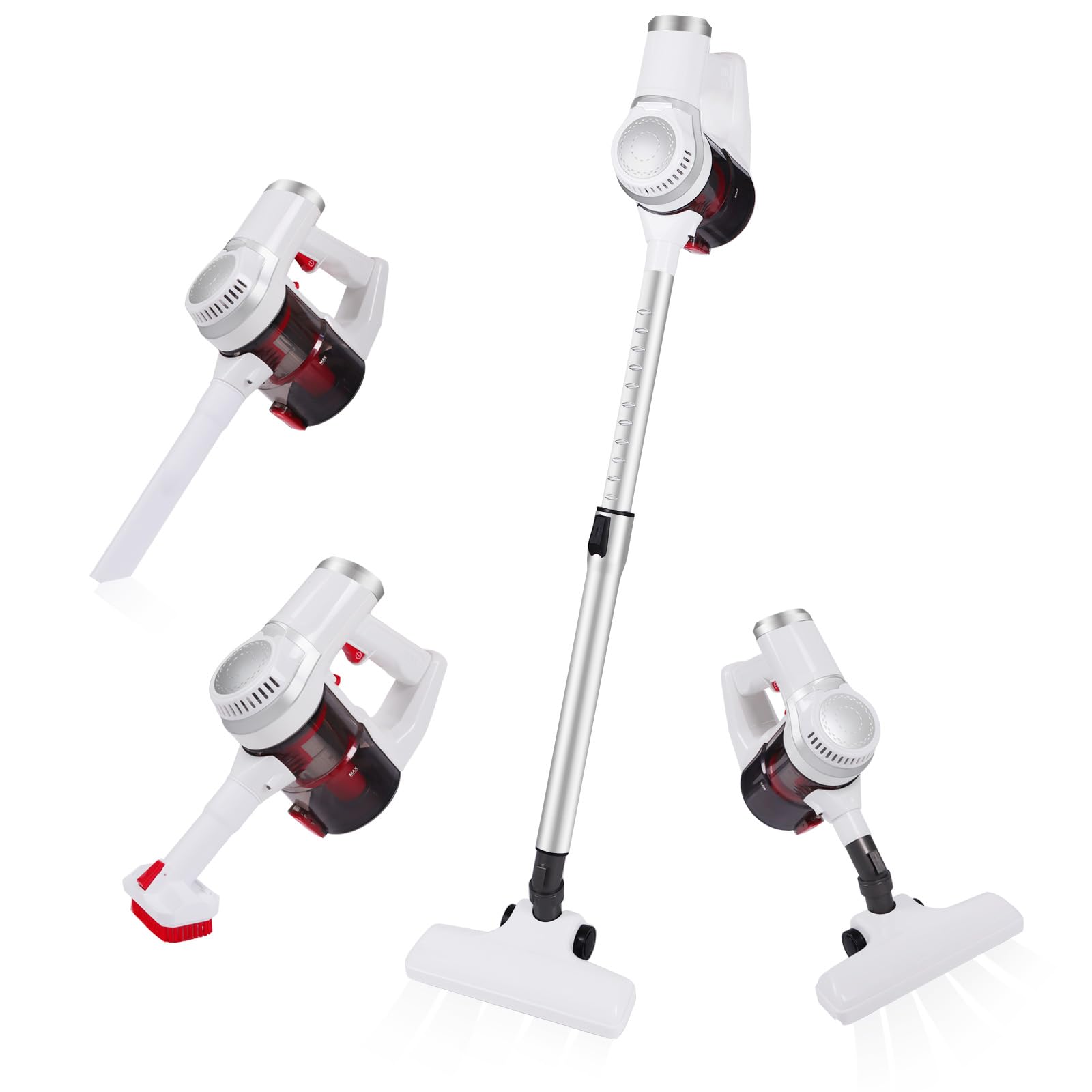 SohapyCordless Vacuum Cleaner, Lightweight Stick Vacuum with 2 Modes Powerful Suction, Max 38mins Runtime, 4 in 1 Household Vacuum Cleaner for Hard Floor Gold (White)