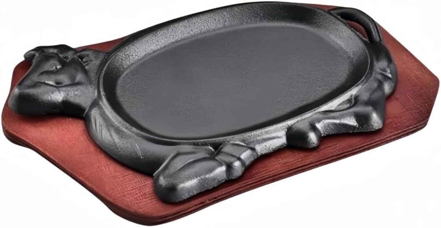 牛型ステーキ皿（3枚） Amazon.co.jp: Zxyler ステーキ皿 牛型/小判浅型 鋳鉄板 IH 対応 木枠