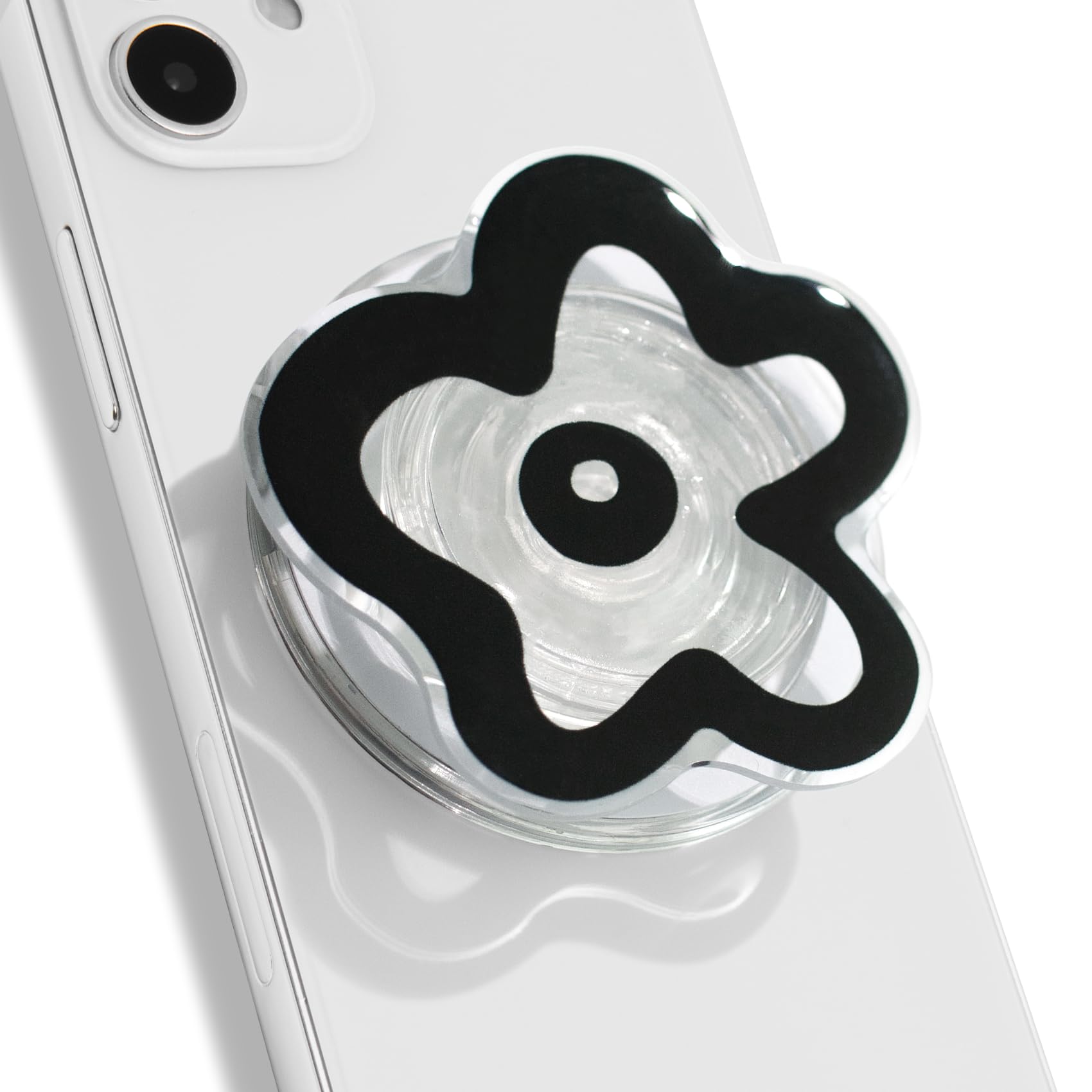 OnTheGrip Cute Transparent Daisy Flower Shape Design Mobile Phone Grip Compatible with Magsafe Multi Functional Collapsible Stand Holder for