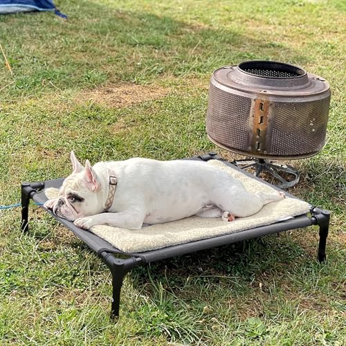 FIVMEN Hundebett mit Baldachin Hundeliege Outdoor 2 in 1 Haustierbett Hundesofa Erhöhtes Katzenliege Katzenbett für Katzen und Kleine Große Hunde, 76x76x61cm