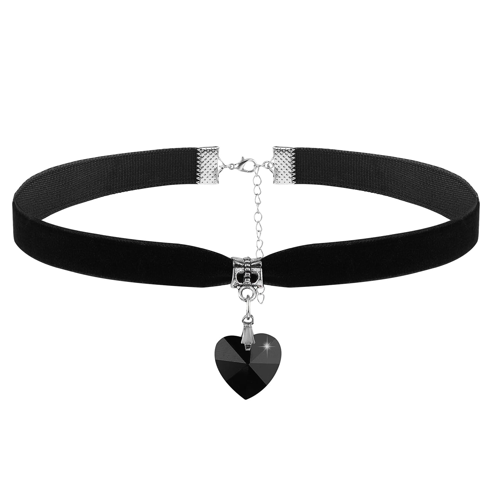 DIVINA VITAEBig Velvet Heart Choker Necklace - Vintage Gothic Y2K Collar for Women - Black Velvet Gothic Chokers Adjustable Heart Necklace for Valentine's Day, Halloween & Cosplay