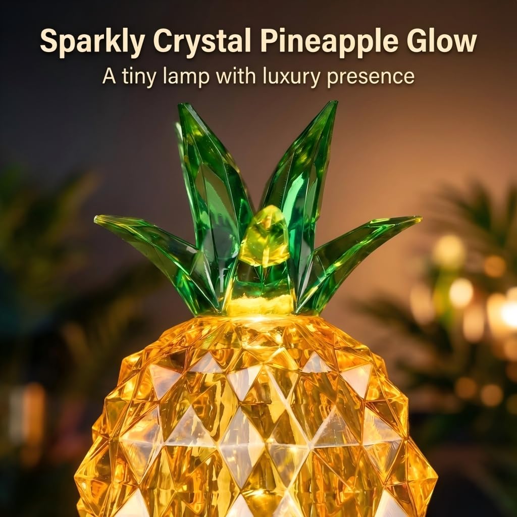 Gold Pineapple Lamp for Home Decor, 4.95 Inch Battery Operated