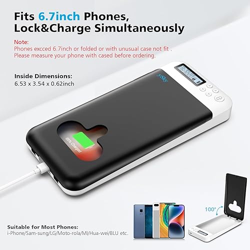 Miniatura 6 de Caja de bloqueo para teléfono celular con temporizador, caja de bloqueo portátil para teléfonos iPhone y Android, temporizador de autocontrol para