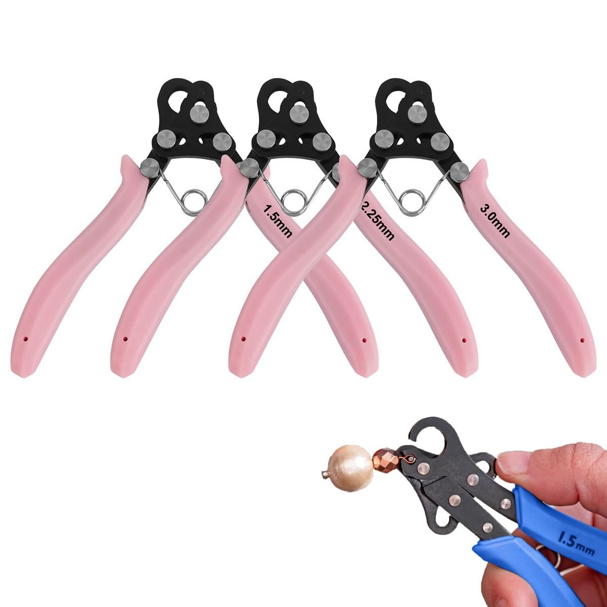 1 PCS Wire Rolling Plier Set, Multipurpose Jewellery Pliers, One-Step Looper 3 Mm/1.55mm/2.25mm, Wire Roll Pliers for Bending & Wrapping, for Necklaces, Bracelets, Earrings & Repairs(Pink,2.25mm)