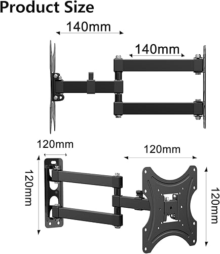 Miniatura 4 de GLWIXY Soporte de pared para TV para televisores de pantalla LCD LED curvada plana de 17 a 43 pulgadas, soporte de pared giratorio VESA 7.874 x