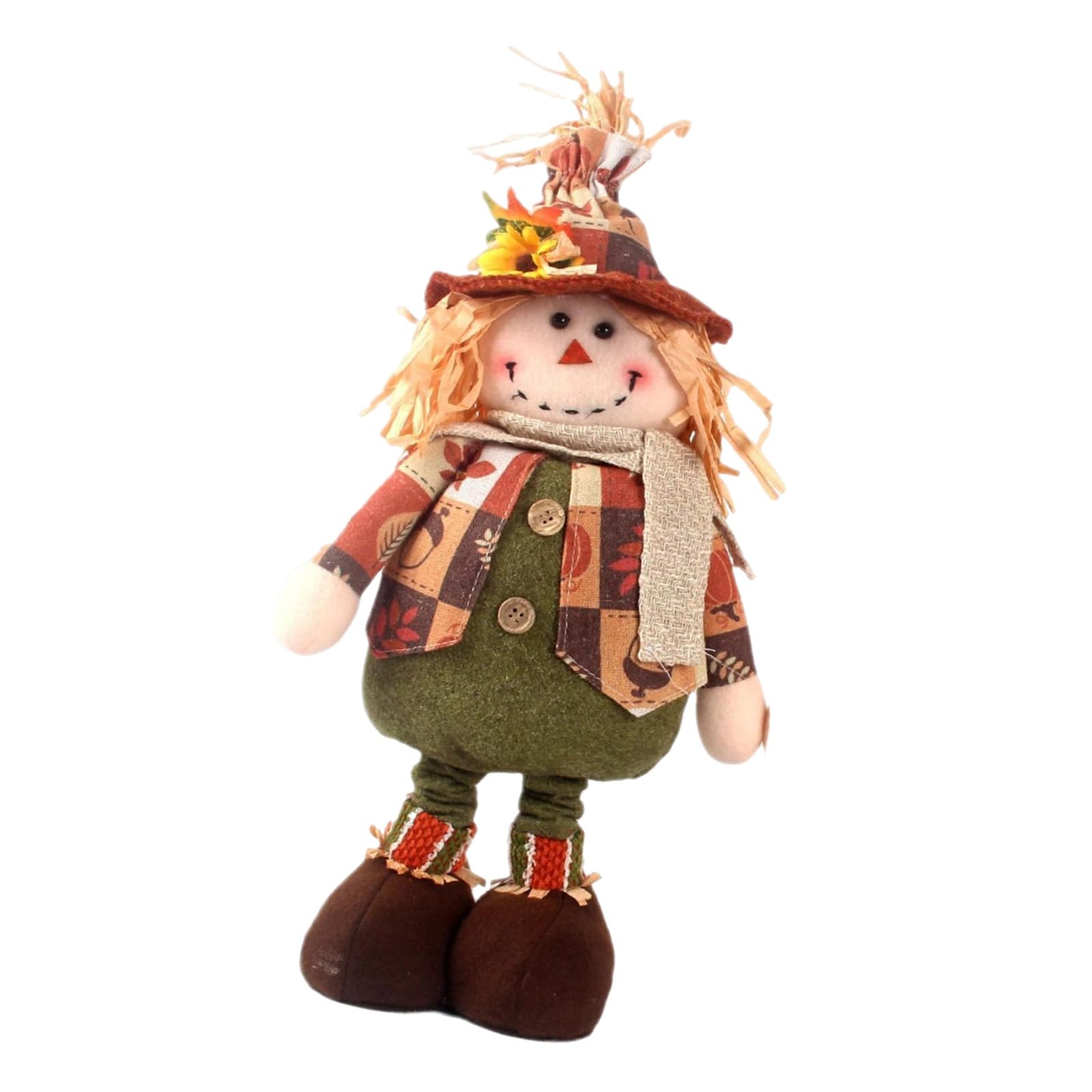 HGENAHGTF Autumn Harvest Standing Scarecrows Dolls Thanksgiving Stretchable Long Leg Plush Figurine for Home Desktop Shelf Decors Stretchable Leg Scarecrows