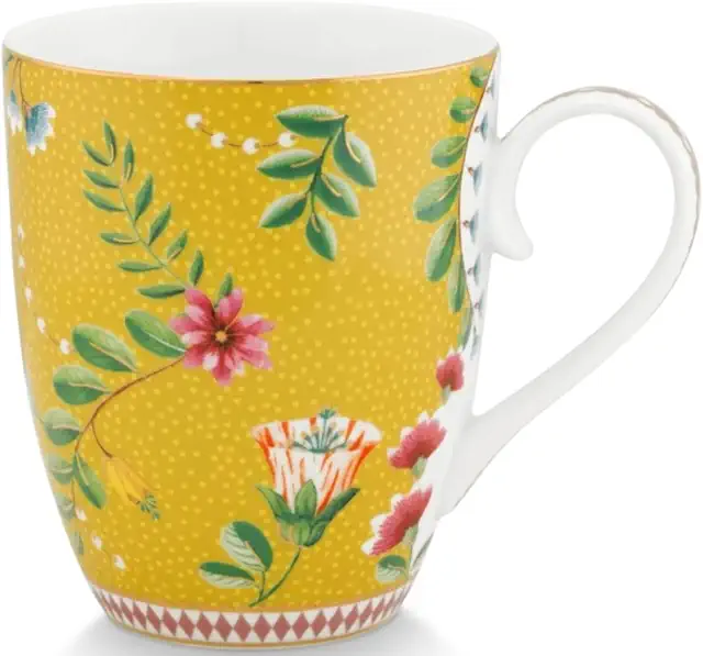 Pip Studio La Majorelle Henkelbecher gelb 0,35 l - Geschirr mit Blütenmotiv