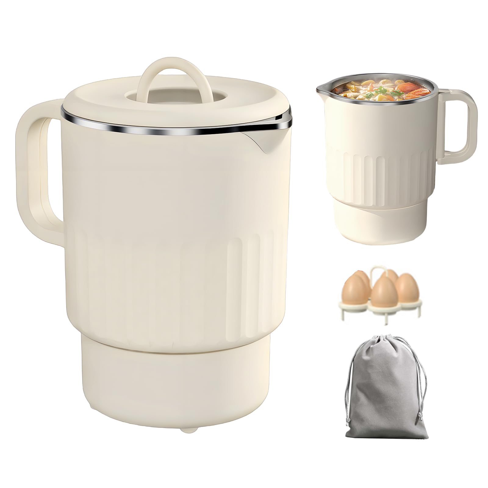 Senderpick – Mini bouilloire électrique 800 ml – Acier inoxydable 304 – 600 W pour ébullition rapide – Design compact pour voyages et camping