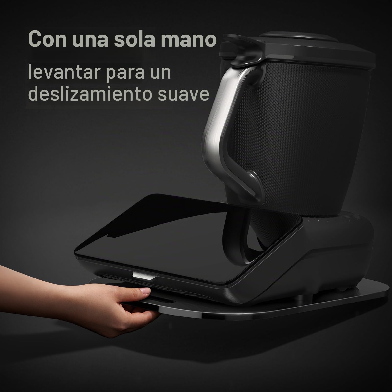 Tabla deslizante para Thermomix TM7, tabla para Thermomix negro | con deslizadores de teflón suave de 360°, tabla rodante de cristal acrílico sin BPA, accesorio para Bimby TM7
