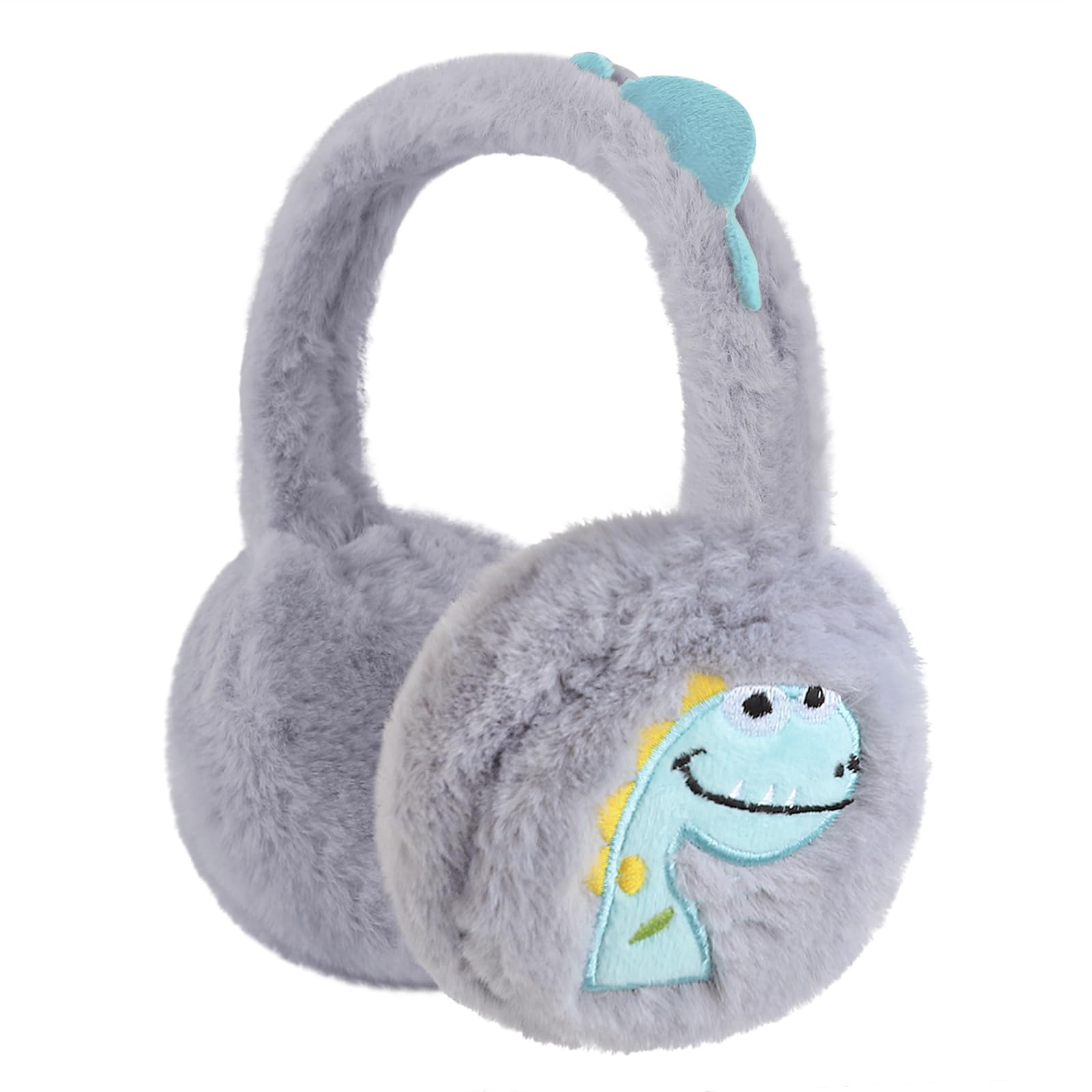 YJZQ Orejeras cálidas para niños, adorables orejeras de felpa de invierno, orejeras suaves, plegables, diseño de dinosaurio, orejeras para niños y niñas, para niños de 3 a 12 años