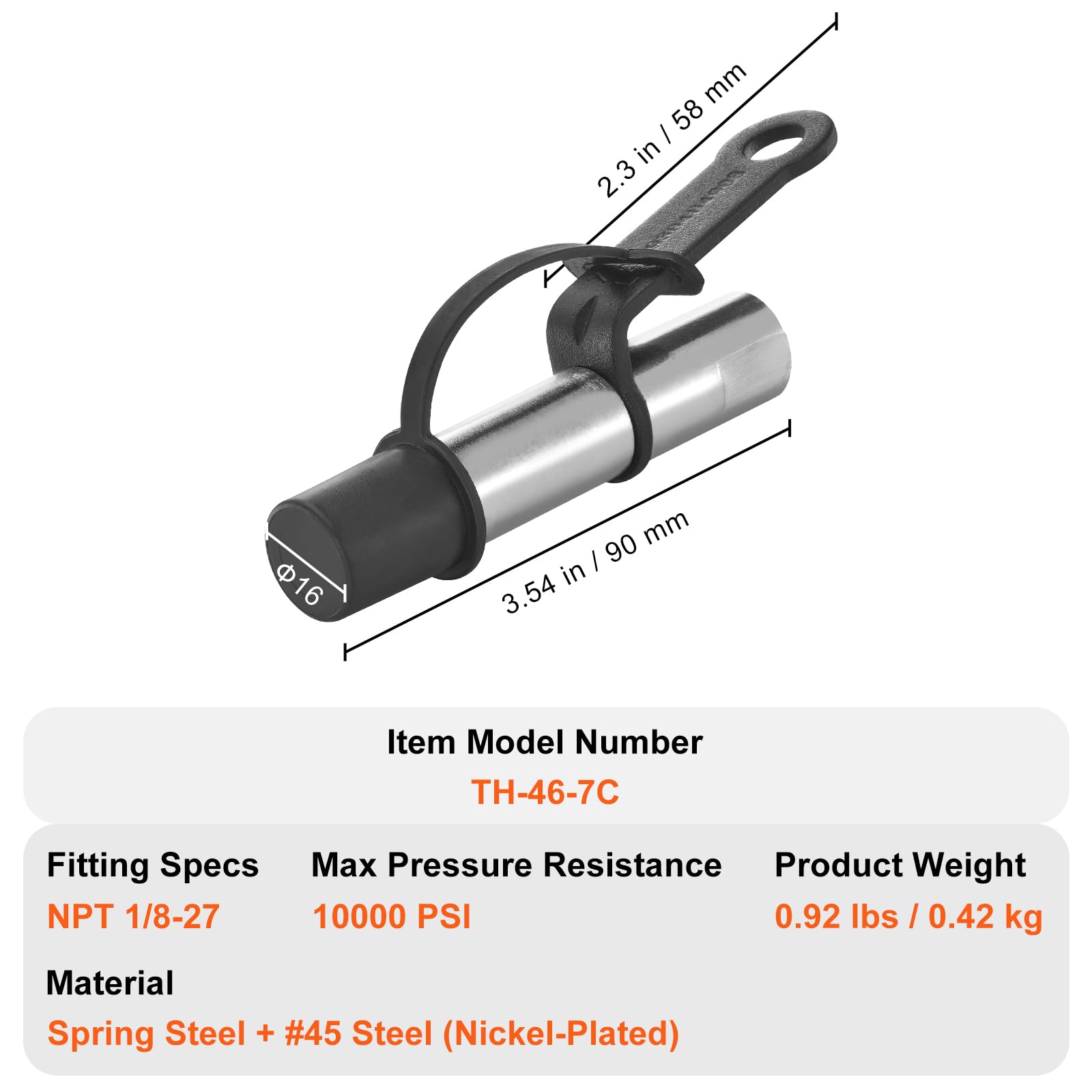 VEVOR Lot de 2 coupleurs de pistolet à graisse, haute pression 10 000 PSI, verrouillage à 3 mâchoires, pointe de pistolet à graisse à dégagement rapide avec tuyau/raccords Zerk, nettoyeur/capuchon ant