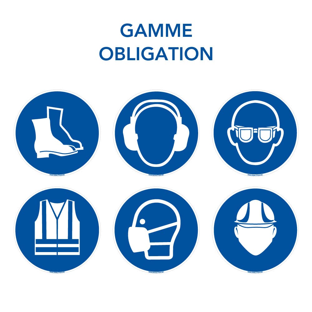 Signalétique.biz France - Panneau d'obligation Passage obligatoire pour piétons. Obligation Signalisation EPI. Autocollant, PVC, Alu - 980 x 350 mm - Aluminium 2 mm - Aluminium 2 mm -