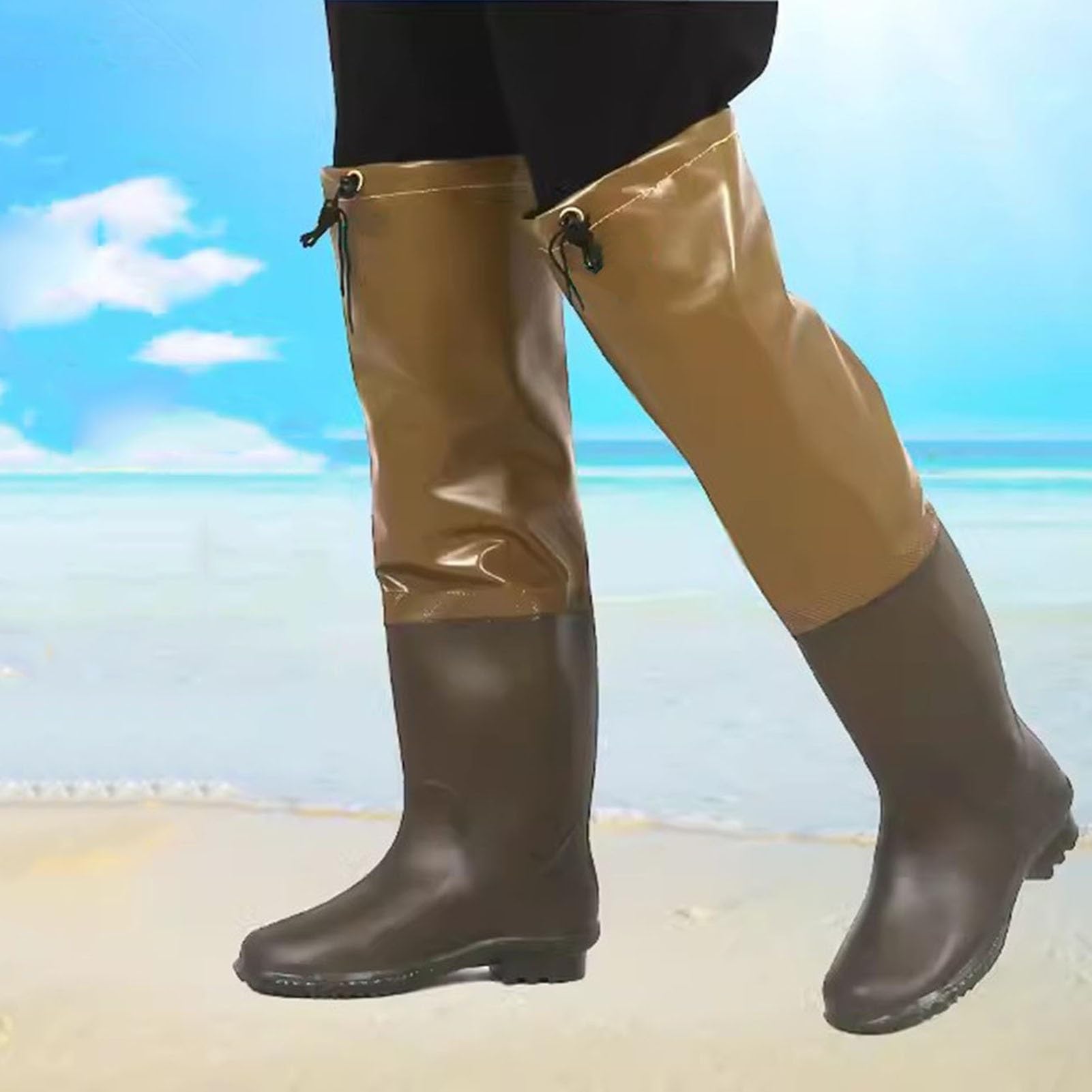 Wodery PVC do połowy uda, Spodnie wędkarskie z PVC Bootfoot Hip Waders dla mężczyzn i kobiet, ogrodnicze, wielokolorowe, różne rozmiary w Wielkiej Brytanii