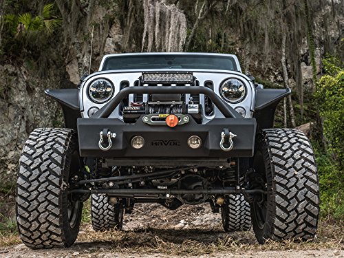 Havoc Offroad (fits) 2007-2018 Jeep Wrangler JK Front Stubby Bumpers (Metal Masher w Bull Bar)