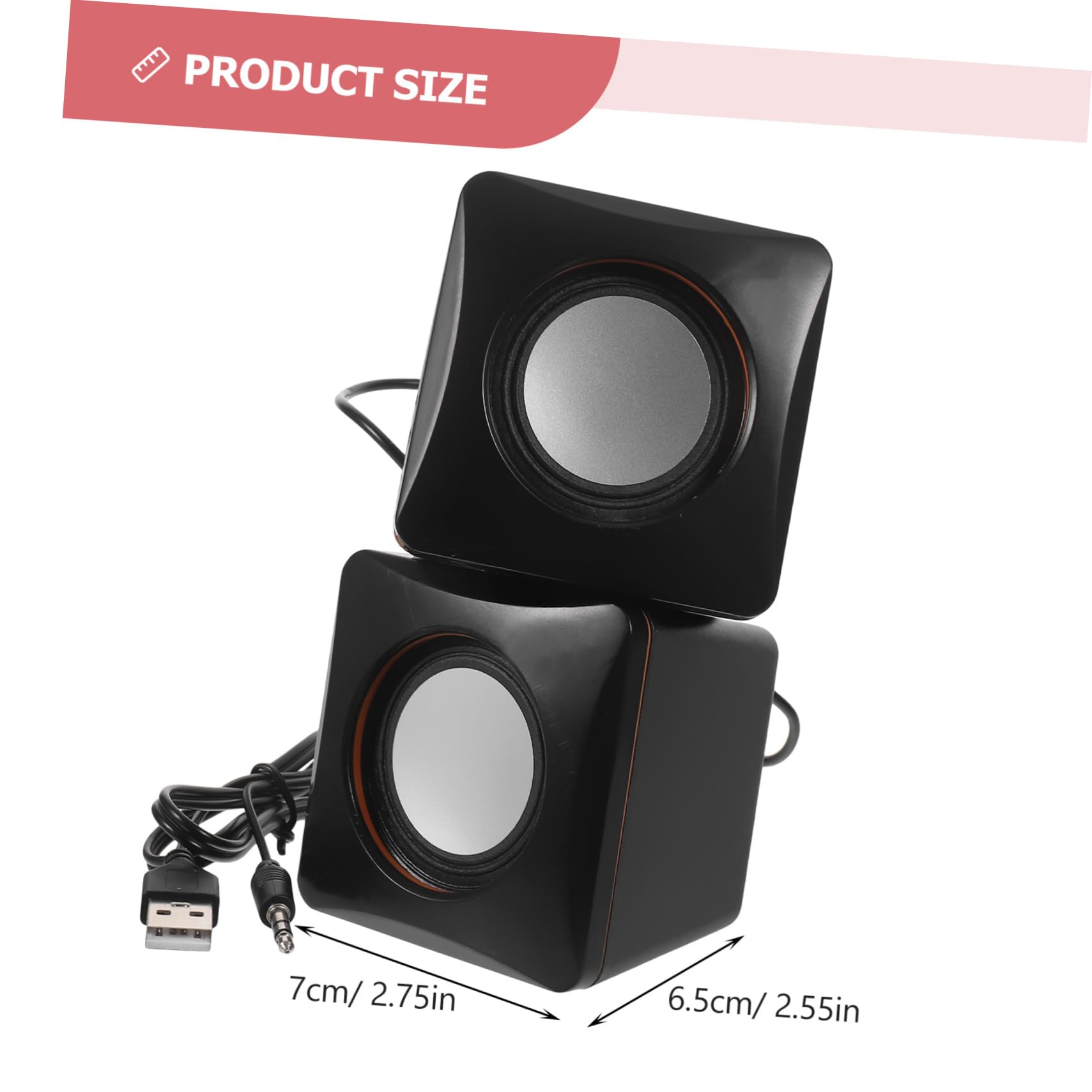 COHEALI 1 Pair Mini USB Speaker Compact Audio for Laptop Desktop Portable Multimedia Speaker Durable Design Compatible with Easy to Store and Carry