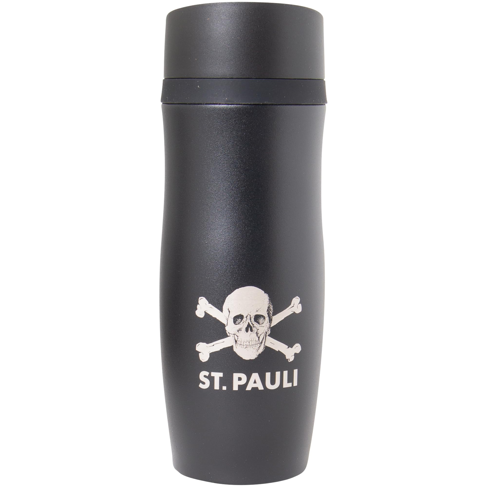 FC St. Pauli Thermobecher Totenkopf 380 ml – Offizieller Fanartikel – Schwarzer Edelstahl-Becher mit Totenkopf-Logo – Doppelwandig & auslaufsicher