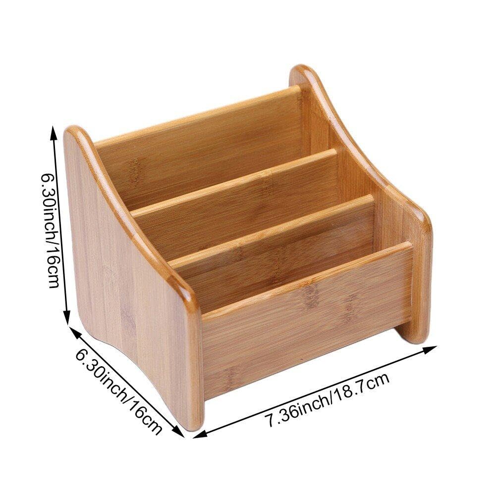 Soporte De Madera De Bambú para Control Remoto, Organizador De Inclusión De Recibos, Estante De Almacenamiento De Cosméticos para Hogar Y Oficina