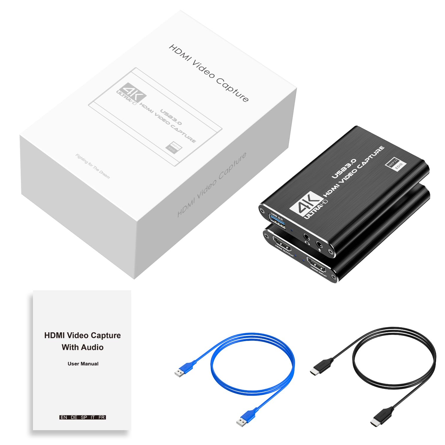 Video Capture Card, USB 3.0 Audio Video Capture Card, 4K HDMI Capture Card HDMI Loop-Out, 1080P 60FPS/2K 30FPS Video Game Capture for Streaming, Works for PS5/Switch/Camera/PC/OBS — view 2