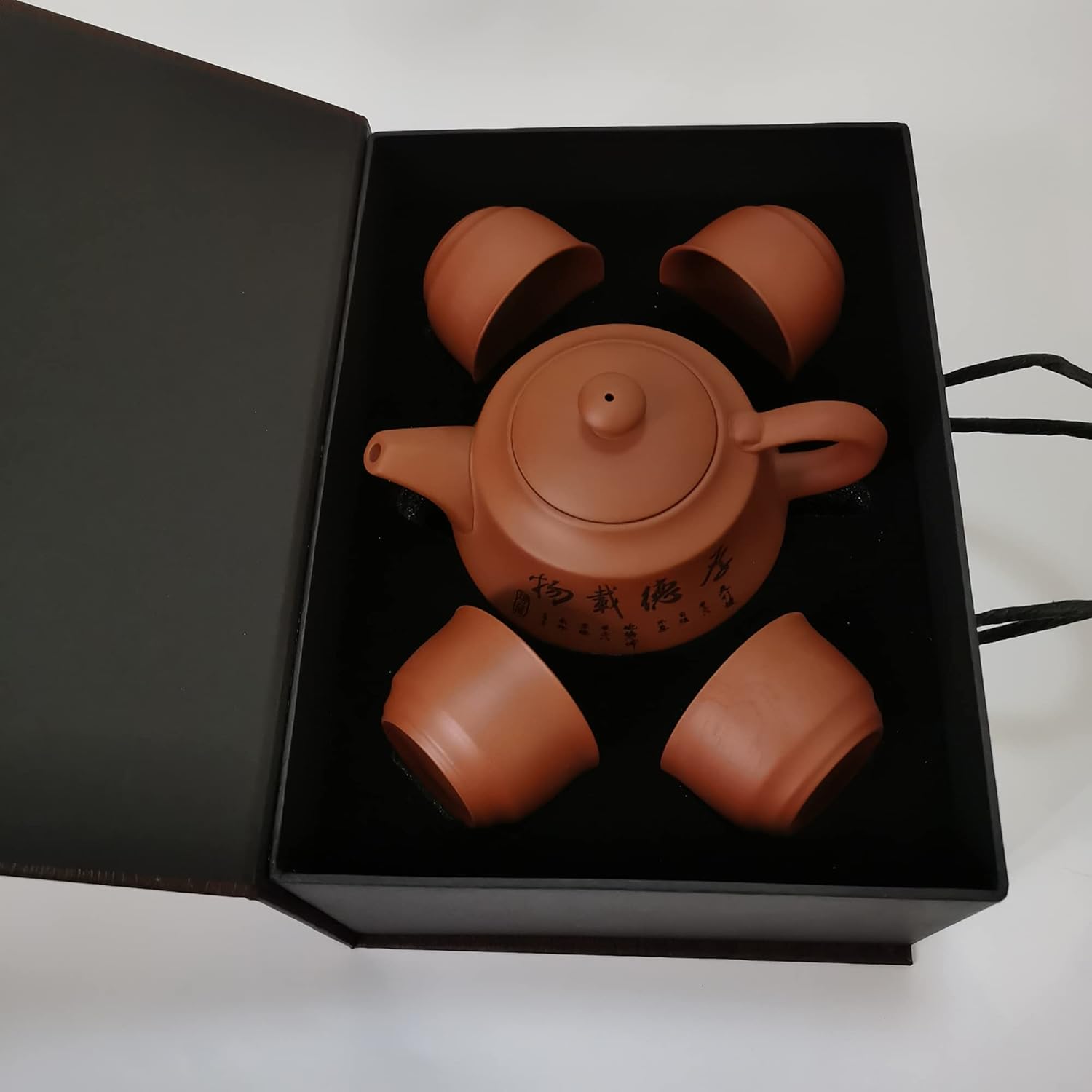 Chinese Tea Set,Handmade Ceramic Chinese Kung Fu Tea Set,Teapot Teacup,Tea Ceremony,Gift Bonus (Red)