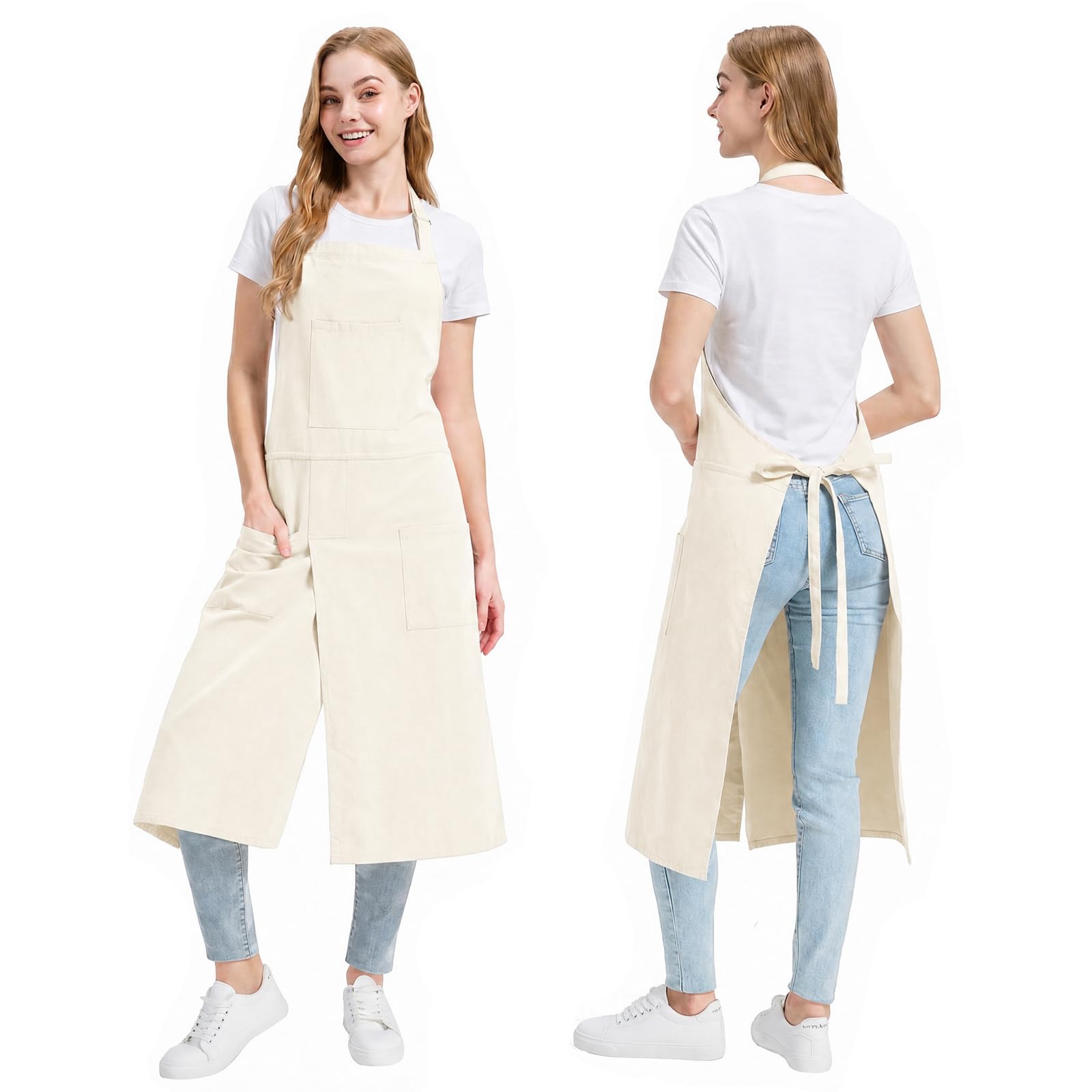 Molaxhome Split Pottery Apron with 3 Pockets Unisex with Adjustable Strap