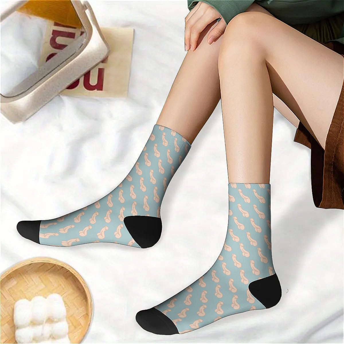 Funny Socks for Men Women Crew Socks Casual Athletic Crazy in Blue Short Socks Gifts - Image 2