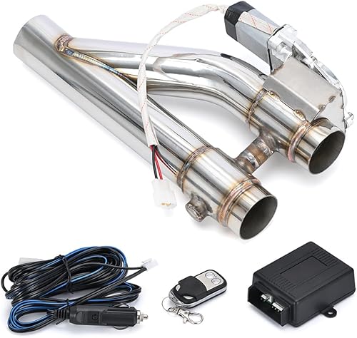 PQY Kit de válvula de corte eléctrico universal para control remoto de escape eléctrico tipo E, doble solapa (2 pulgadas)