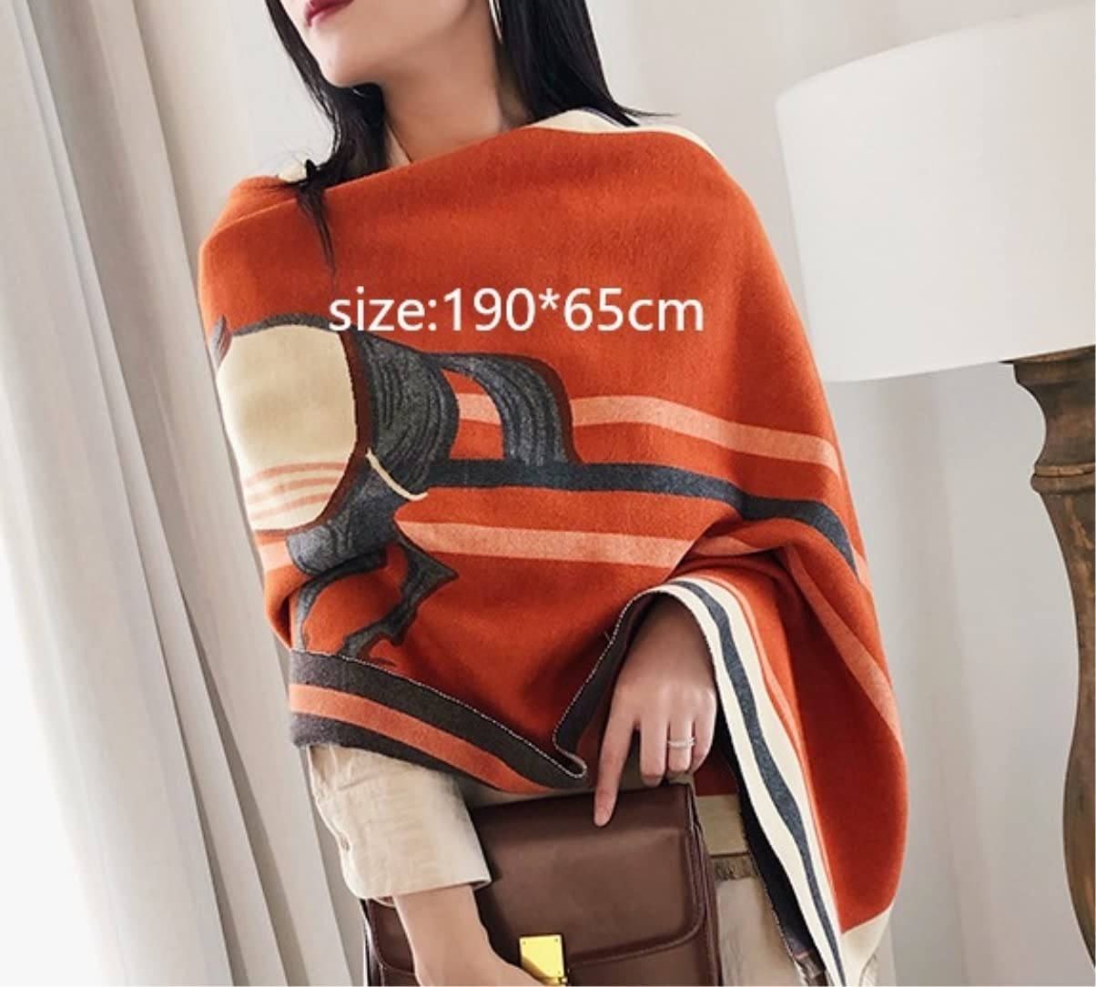 Bufanda Chal Fular Bufanda De Invierno Mujer Moda Caballo Estampado Chales Y Abrigos Grueso Cálido Estolas Bufandas (Color : C, Size : 190 * 65cm)