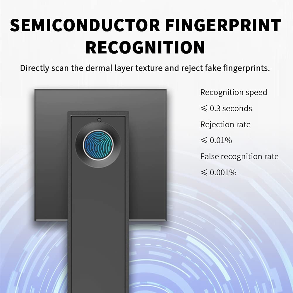 Yszbiay Fingerprint Lock Biometric Safe Deadbolt with Handle Electronic Door Knob with 30 Fingerprints Suitable for Home,Hotel,Office,Indoor Door Office and Other Private Spaces (Black)