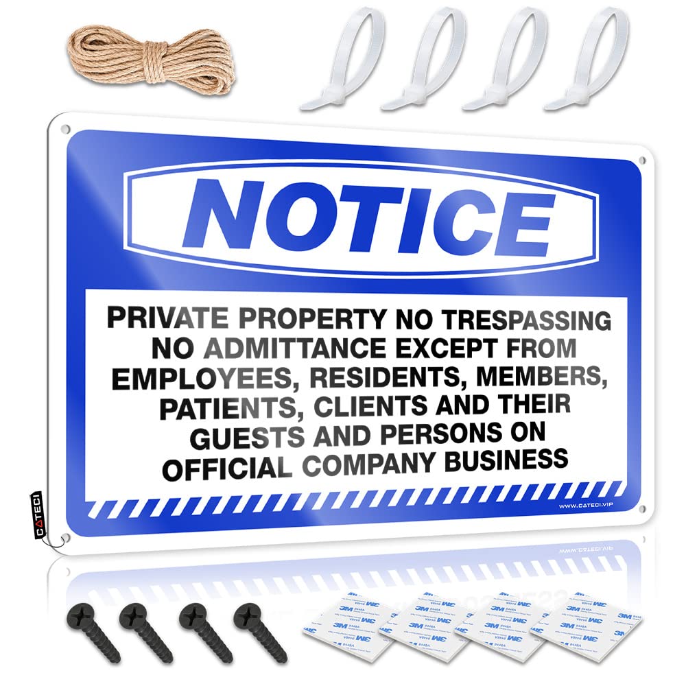 STWNVOITV Funny Saying Tin Signs Notice Private Property No Trespassing No Loitering Tin Sign Room Door Decor Tin Metal Sign(30X40CM)