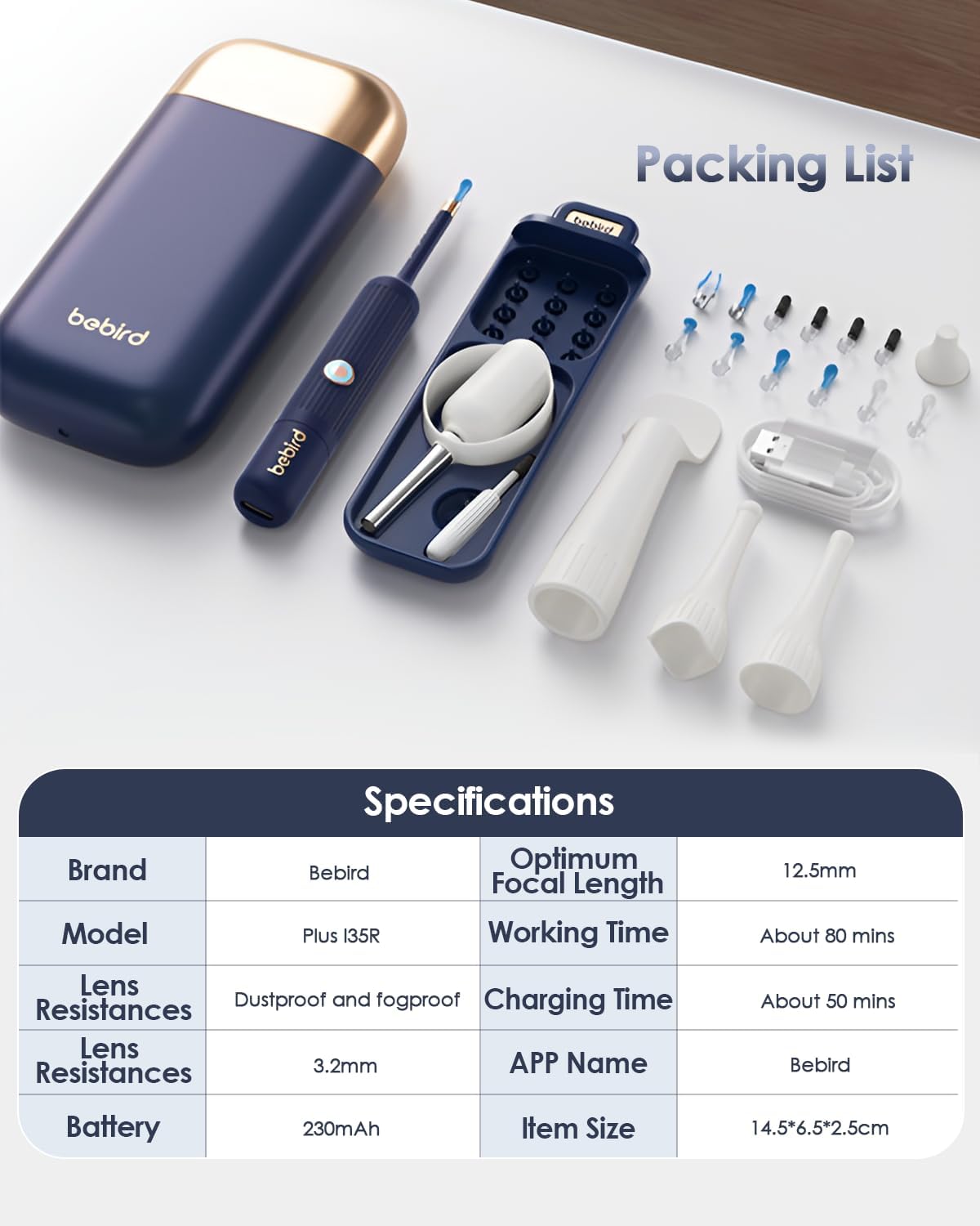 Ear Wax Removal Tool Camera - Safe and Effective Ear Cleaner with Camera, IP67 Waterproof Design, WiFi-Connected Application, Flexible Otoscope with Light and Tweezers for Adult