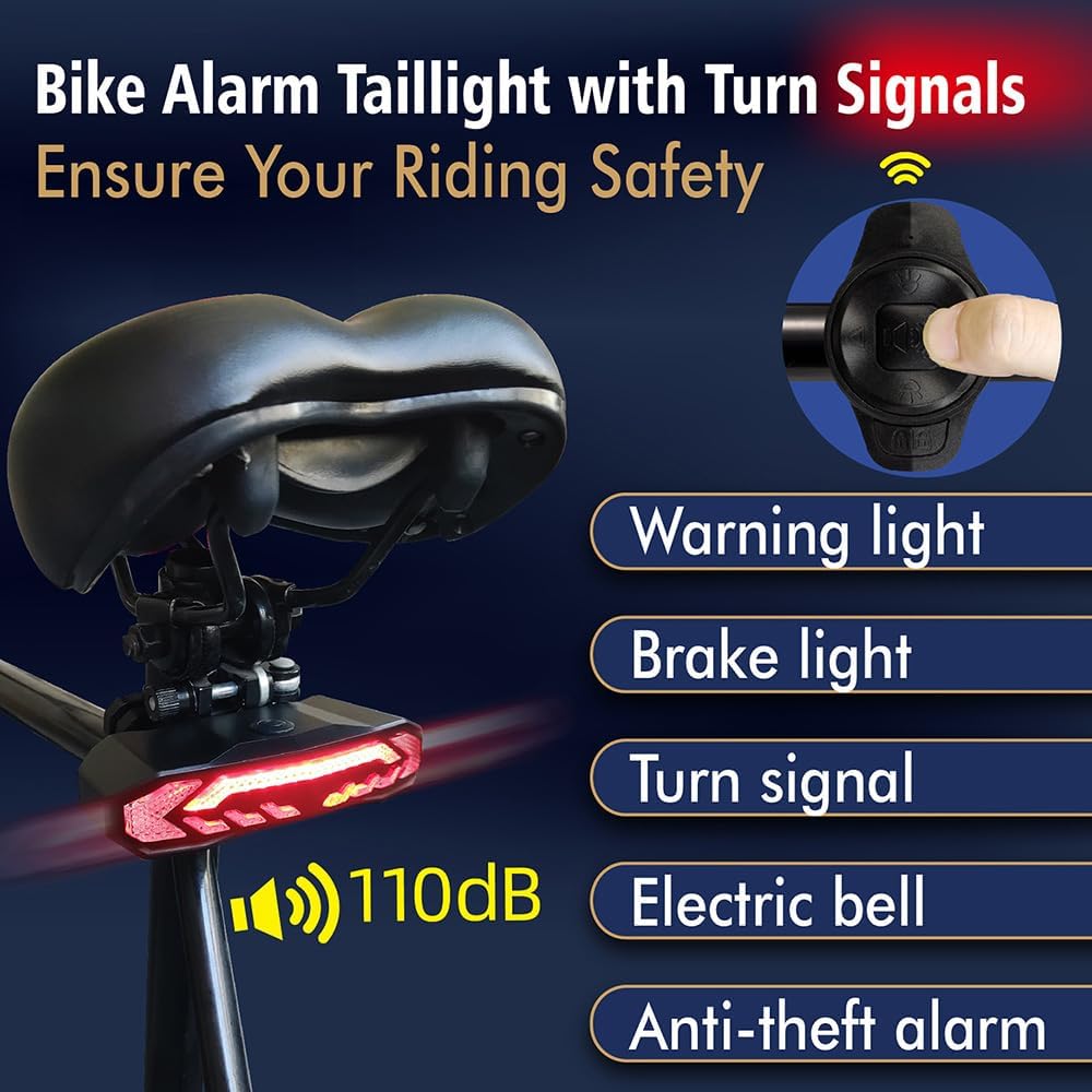 TKMARS Luz Trasera de Bicicleta, Luces para Bicicletas USB Recargable, Impermeable, Advertencia, 6 Modos, Luz Trasera