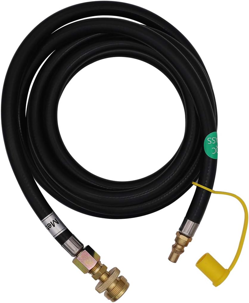 METER STAR 12 Ft Quick Connect Liquid Propane Hose for RV to Hook Up Portable Camping BBQ Grill,Quick-Change Connection Convert to 3/8“ Female Flare Hose for 1lb Tank Regulator