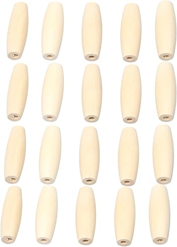 Cuentas espaciadoras ovaladas de madera natural sin terminar de 1.772 x 0.551 in, cuentas de madera en forma de cilindro elipse, cuentas sueltas de