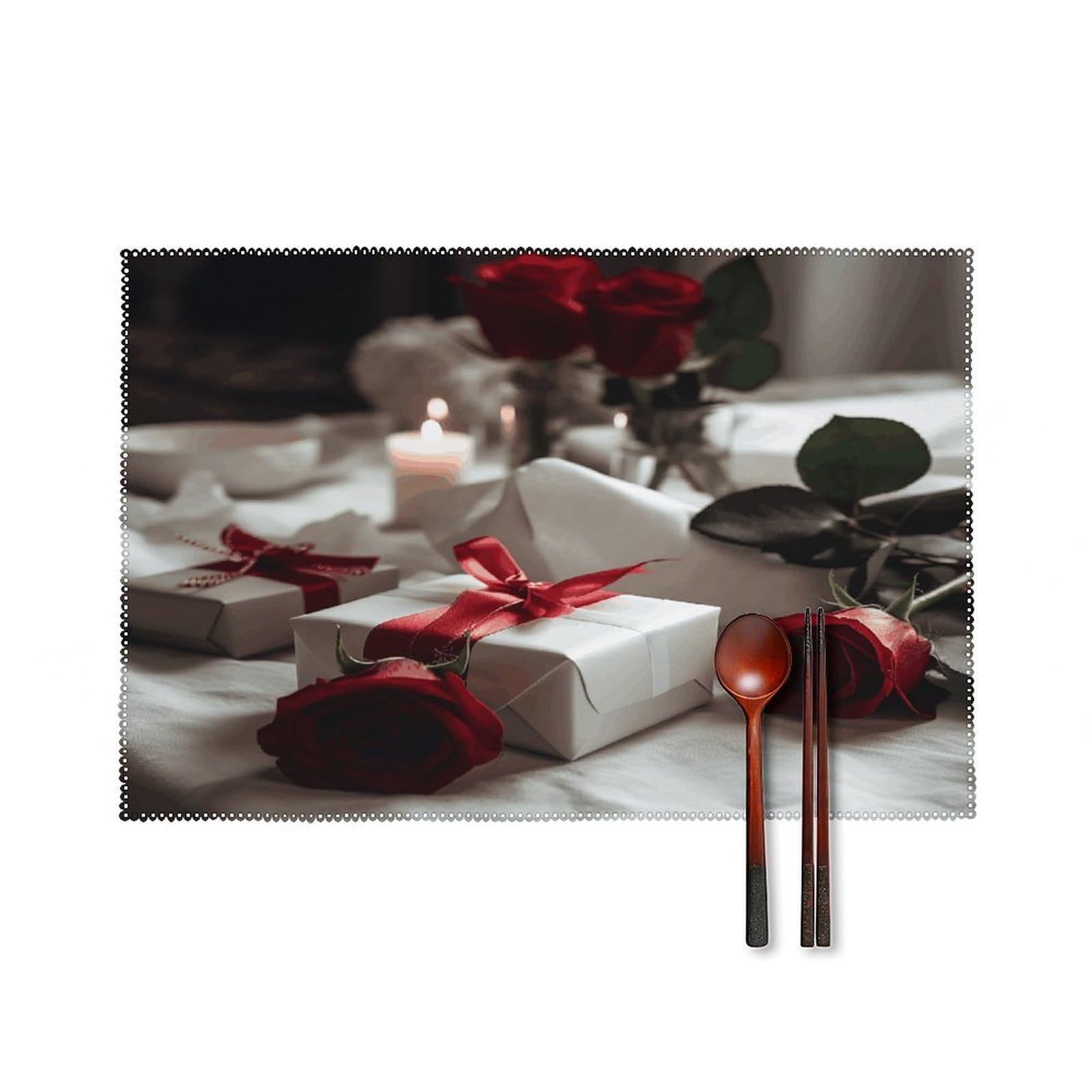 Fekiloot Style Gifts And Roses Placemats Set Of 6,Table Mat