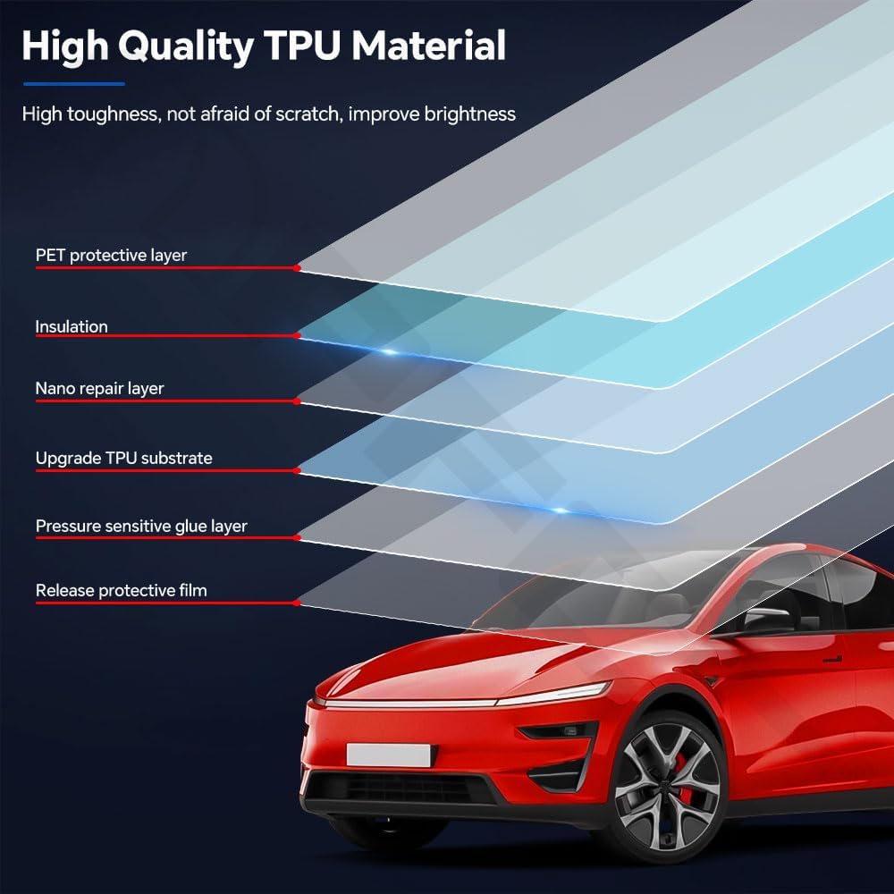 for Tesla Model Y Performance 2026(NO Premium) Full Car Matte TPU PPF Paint Protective Film Kit, Scratch-Resistant Waterproof Matte Car Film for Tesla Model Y External Wrap Protective Accessories