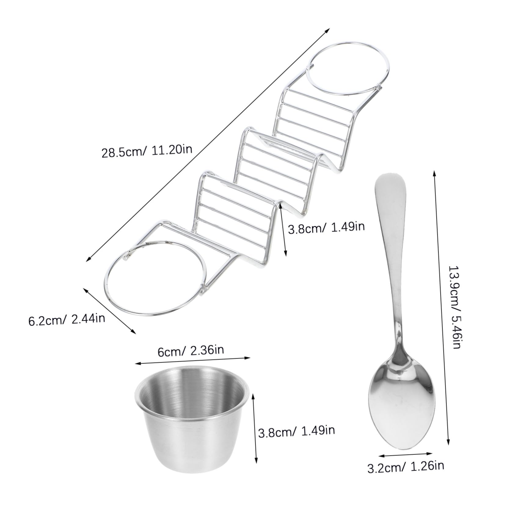 Cabilock 1 Set Stainless Steel Taco Holder with Sauce Cup Taco Serving Stand for Family Gatherings and Everyday Kitchen Use
