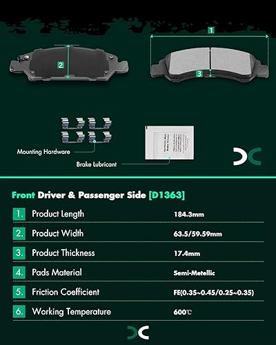 Miniatura 7 de SCITOO Rotores de disco ventilados delanteros de 12.99 pulgadas + pastillas de freno de cerámica de repuesto para Cadillac Escalade ESV/EXT, para