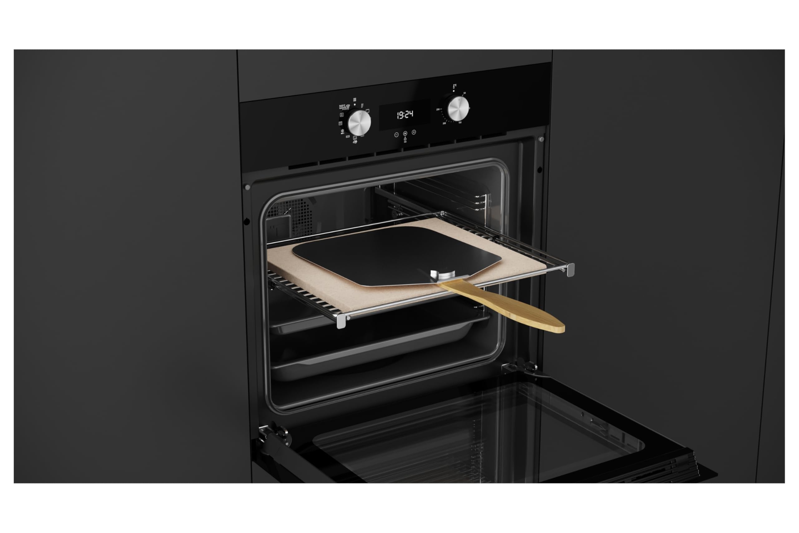 TEKA Horno Pirolítico 60 cm - Limpieza DualClean: Autolimpieza Pirolítica + Teka Hydroclean® PRO Automático - Incluye Piedra Especial para Pizza y Espátula - Clase A+ - MaestroPizza HLB 8510 P