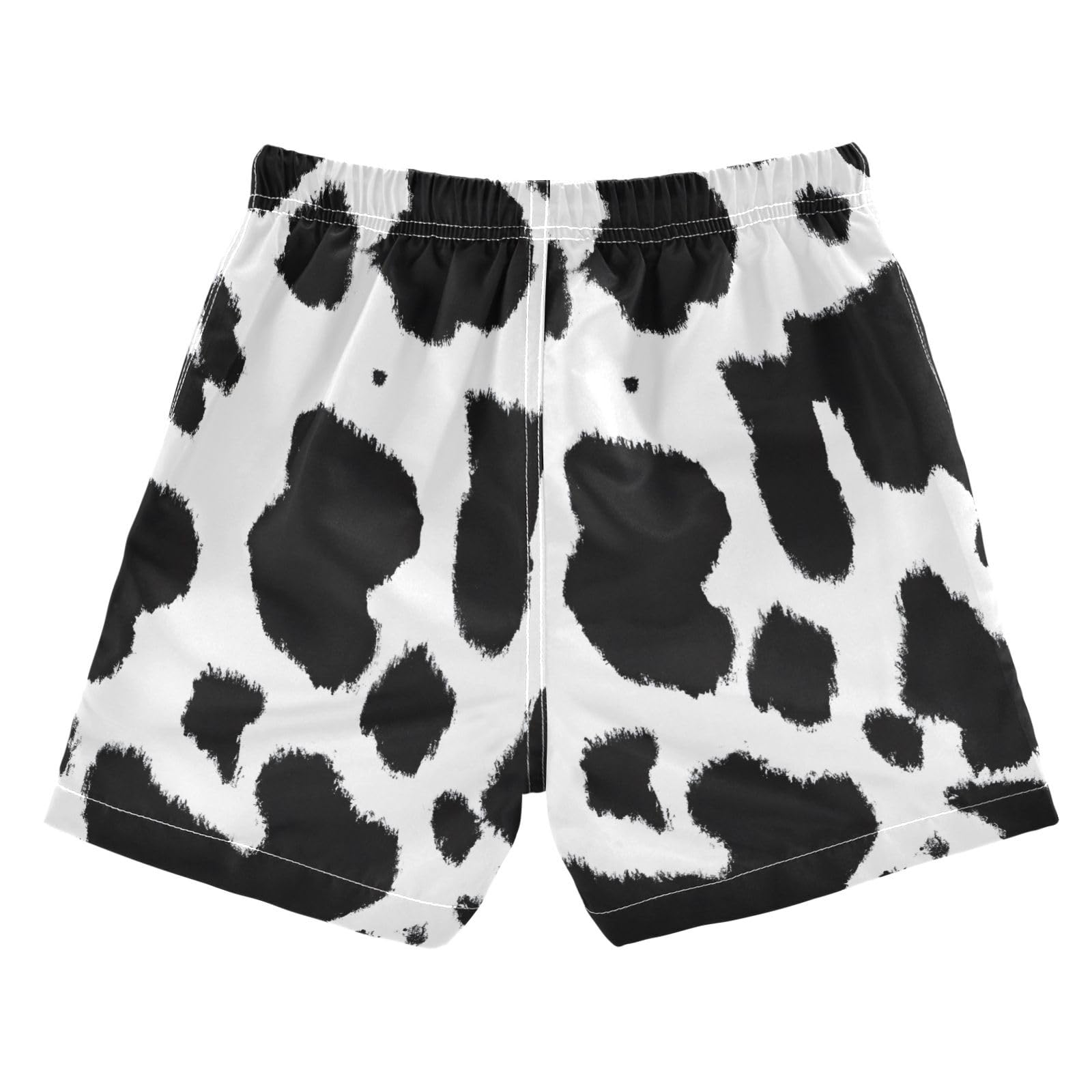 FLildon Cute Cow Pattern Little Boys Swim Trunks with Mesh Lining Quick Dry Beach Board Shorts, 3T