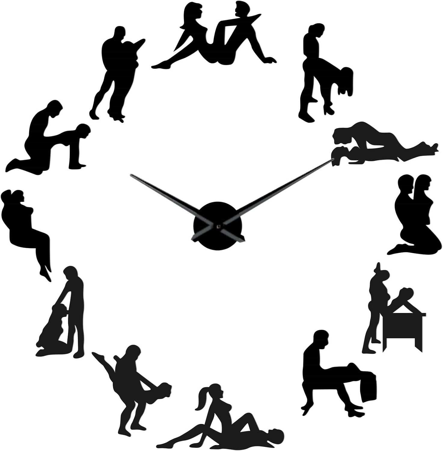 Adult Fun Series 3 Modern Acrylic Clock Kit for Wall Design,3D Frameless Wall Clock with Mirror Stickers for Living Room Decoration-B-47