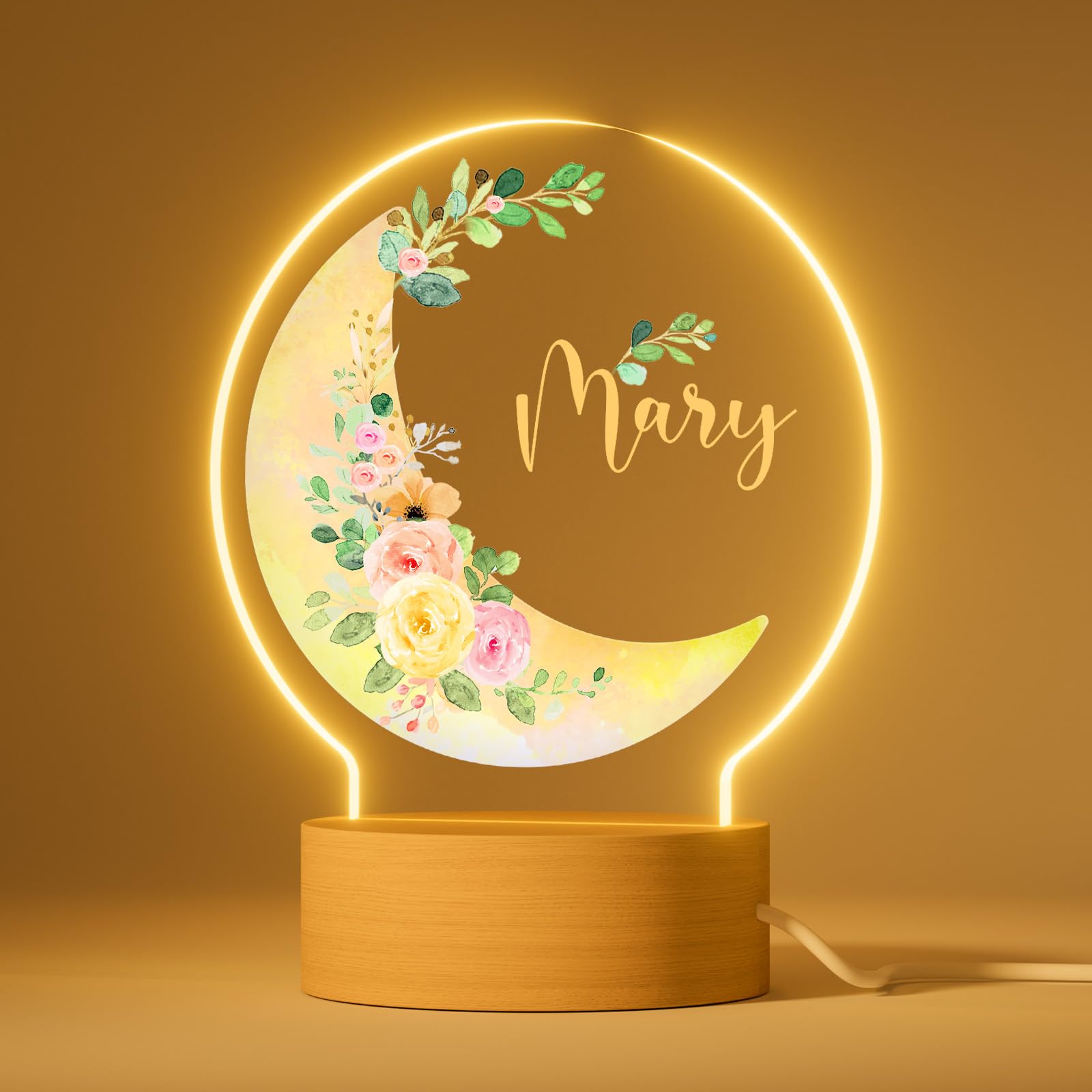 DPDP Personalised Baby Gifts with Night Light - Custom Nursery Night Light with Name - Baby Essentials for Newborn, Customised Lamp Gifts for Boys Girls Kids - Toddler Bedroom Decor