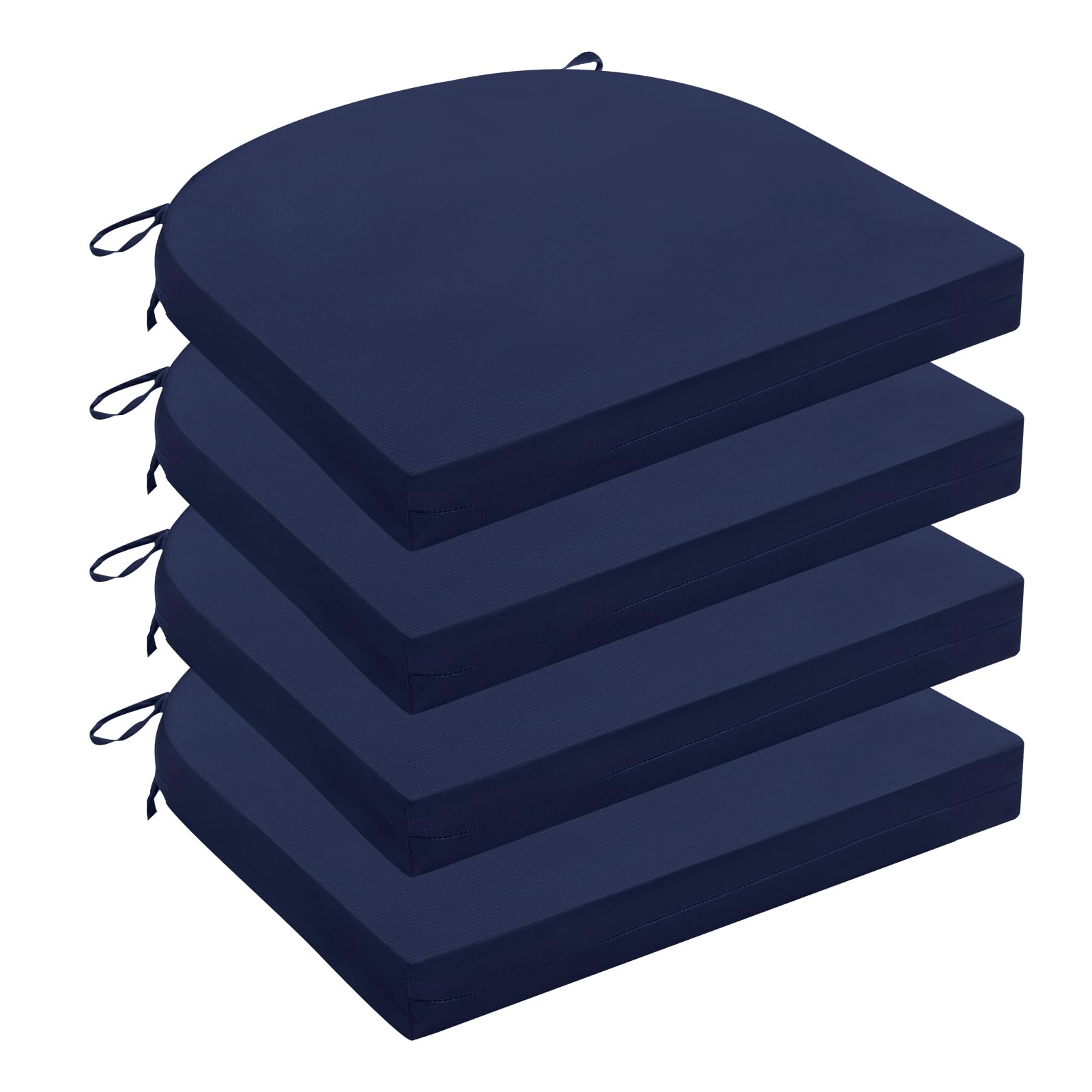 Outdoor Chair Cushions for Patio Furniture - Patio Chair Cushions Set of 4 - Waterproof Round Corner Outdoor Seat Cushions 17"X16"X2", Navy