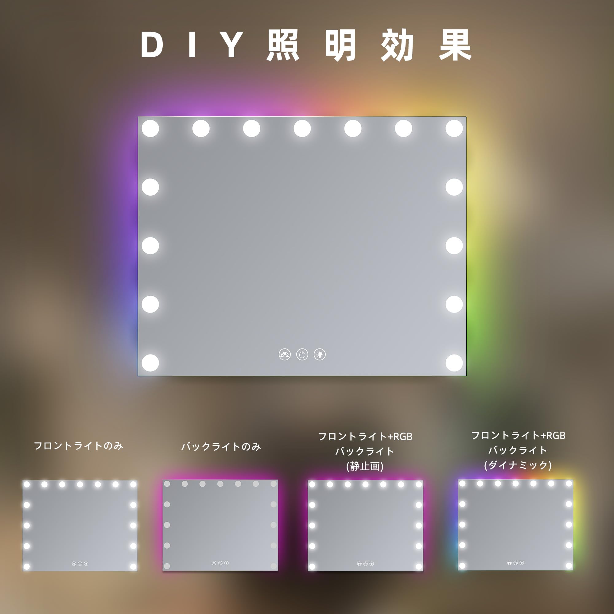 Amazon.co.jp: FENCHILIN 女優ミラー ハリウッドミラー 15ライト付き