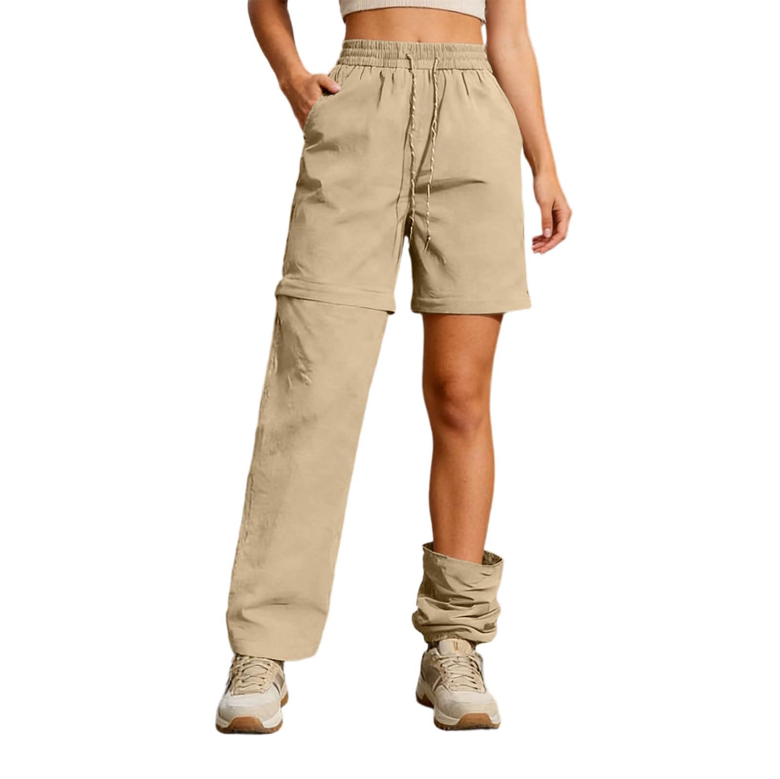 Genérico Pantalon Senderismo Mujer, Pantalones de Trekking Impermeables, Pantalon de Exterior Perneras Desmontable, Deportivos Pantalones para Uso Diario y al Libre
