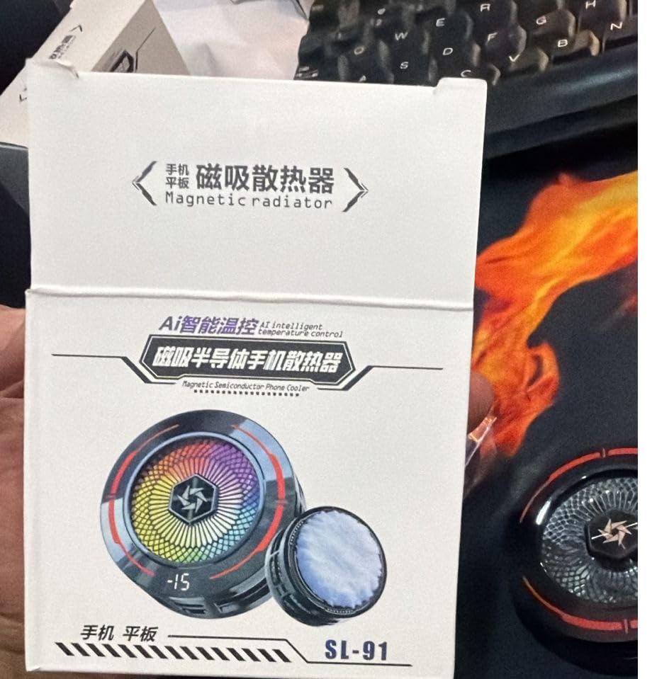 Image of Phone Cooler with AI Cooling Mode, RGB Lighting, Real-Time Temperature and Power Display, Strong Magnet and Clip Mount, Ultra-Quiet Fan (SL91)