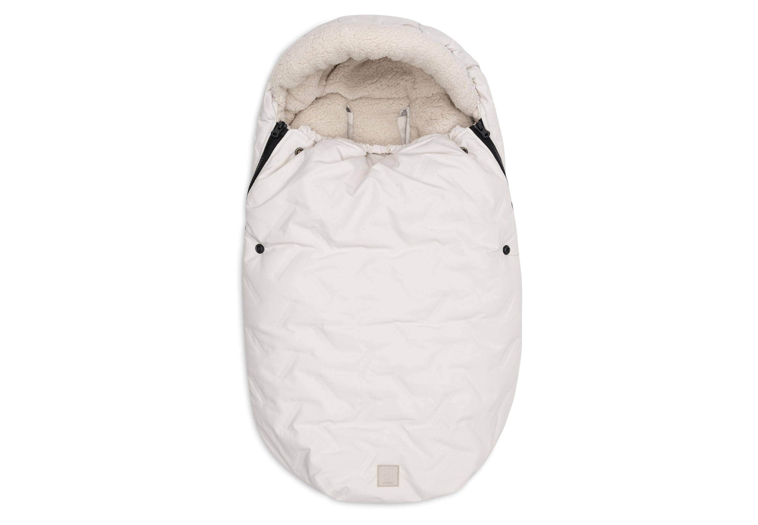 Jollein Fußsack Embossed – Sand – Für Babyschale Kinderautositz Gruppe 0+ und Kinderwagen – Für 3-Punkt- und 5-Punkt-Gurt – Geprägtes Design und Fleecefutter